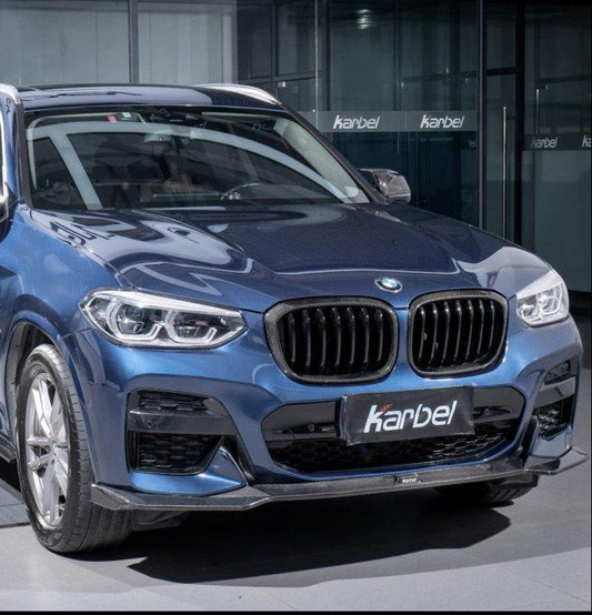 BMW X3 (with M-package bumper) G01 Pre-LCI 2019-2021 & X4 (with M-package bumper) G02 Pre-LCI 2019 2020 2021 with Aftermarket Parts - Front Lip Pre-preg Carbon Fiber from Karbel Carbon