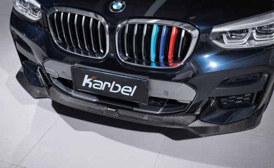 BMW X3 (with M-package bumper) G01 Pre-LCI 2019-2021 & X4 (with M-package bumper) G02 Pre-LCI 2019 2020 2021 with Aftermarket Parts - Front Lip Pre-preg Carbon Fiber from Karbel Carbon