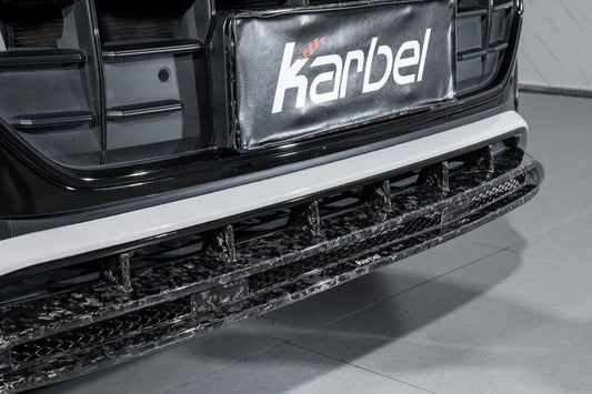 Audi SQ8 Q8 (with s-line bumper) Pre-facelift 2019 2020 2021 2022 2023 with Aftermarket Parts - Front Lip Pre-preg Carbon Fiber from Karbel Carbon