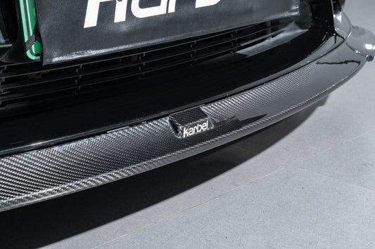 Tesla Model 3/P 2017-2023 with Aftermarket Parts - Front Lip Pre-preg Carbon Fiber from Karbel Carbon