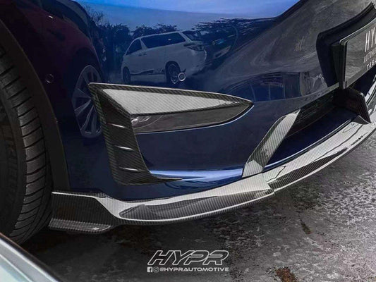 Tesla Model Y 2020-ON with Aftermarket Parts - Front Lip Pre-preg Carbon Fiber from Karbel Carbon