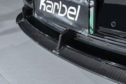 Tesla Model Y 2020-ON with Aftermarket Parts - Front Lip Pre-preg Carbon Fiber from Karbel Carbon