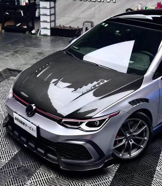 Volkswagen Golf R / GTI / Golf MK8 2022-ON with Aftermarket Parts - Hood Pre-preg Carbon Fiber from Karbel Carbon