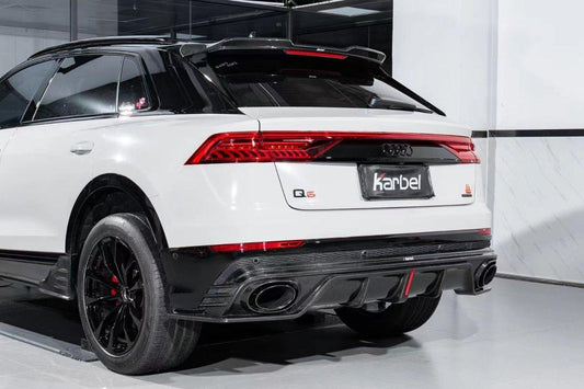 Audi Q8 2019-ON with Aftermarket Parts - V1 Style Rear Diffuser Pre-preg Carbon Fiber from Karbel Carbon