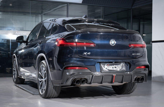 BMW X4 G02 Pre-LCI 2019-2021 with Aftermarket Parts - Rear Diffuser & Canards Pre-preg Carbon Fiber from Karbel Carbon