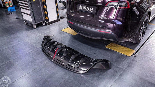 Tesla Model Y 2020-ON with Aftermarket Parts - Rear Diffuser Pre-preg Carbon Fiber from Karbel Carbon