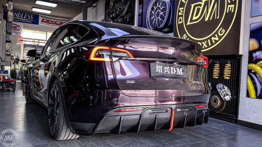 Tesla Model Y 2020-ON with Aftermarket Parts - Rear Diffuser Pre-preg Carbon Fiber from Karbel Carbon
