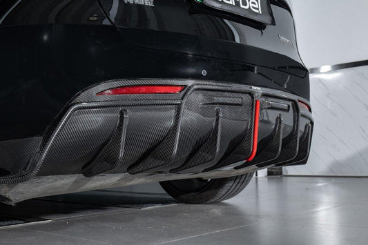 Tesla Model Y 2020-ON with Aftermarket Parts - Rear Diffuser Pre-preg Carbon Fiber from Karbel Carbon