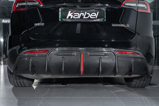 Tesla Model Y 2020-ON with Aftermarket Parts - Rear Diffuser Pre-preg Carbon Fiber from Karbel Carbon