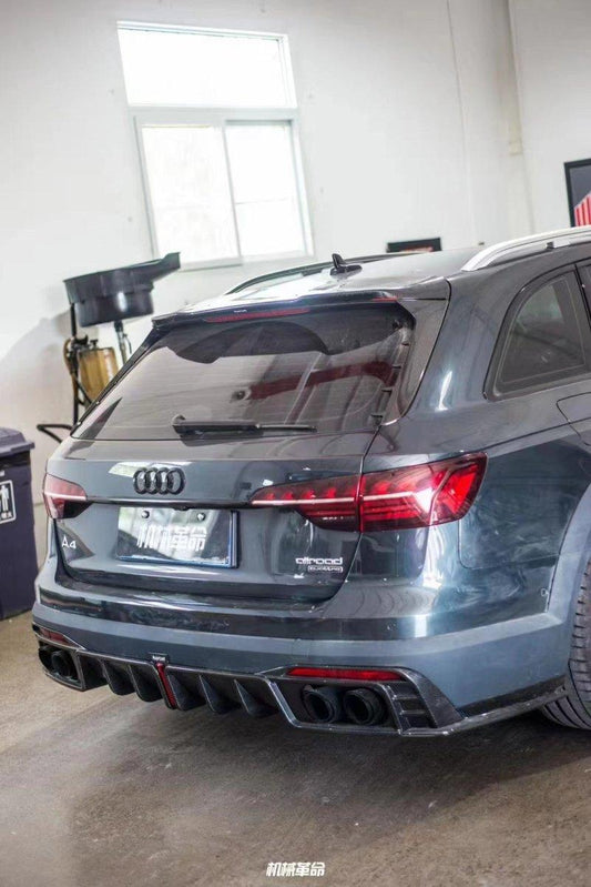 Audi A4 allroad B9 / B9.5 2017 2018 2019 with Aftermarket Parts - V1 Style Rear Roof Spoiler Pre-preg Carbon Fiber from Karbel Carbon