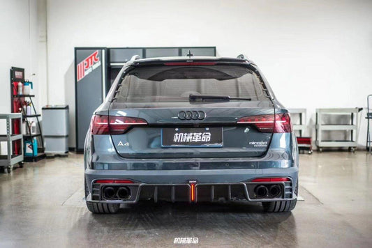 Audi A4 allroad B9 / B9.5 2017 2018 2019 with Aftermarket Parts - V1 Style Rear Roof Spoiler Pre-preg Carbon Fiber from Karbel Carbon