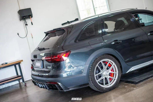 Audi A4 allroad B9 / B9.5 2017 2018 2019 with Aftermarket Parts - V1 Style Rear Roof Spoiler Pre-preg Carbon Fiber from Karbel Carbon