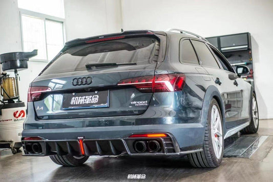 Audi A4 allroad B9 / B9.5 2017 2018 2019 with Aftermarket Parts - V1 Style Rear Roof Spoiler Pre-preg Carbon Fiber from Karbel Carbon