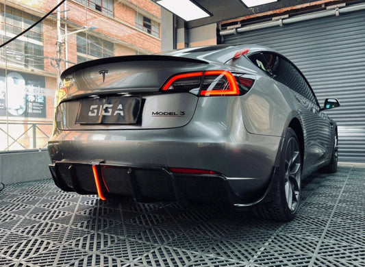 Tesla Model 3/P 2017-2023 with Aftermarket Parts - Rear Spoiler Pre-preg Carbon Fiber from Karbel Carbon