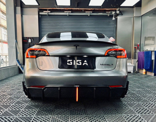 Tesla Model 3/P 2017-2023 with Aftermarket Parts - Rear Spoiler Pre-preg Carbon Fiber from Karbel Carbon