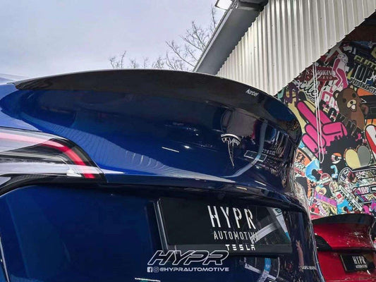 Tesla Model Y 2020-ON with Aftermarket Parts - Rear Spoiler Pre-preg Carbon Fiber from Karbel Carbon