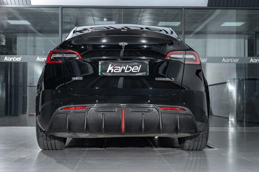 Tesla Model Y 2020-ON with Aftermarket Parts - Rear Spoiler Pre-preg Carbon Fiber from Karbel Carbon