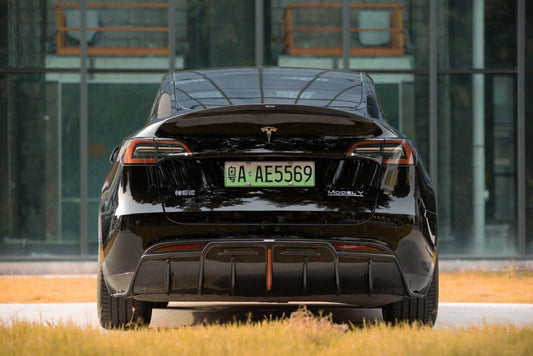 Tesla Model Y 2020-ON with Aftermarket Parts - Rear Spoiler Pre-preg Carbon Fiber from Karbel Carbon