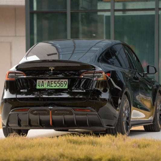 Tesla Model Y 2020-ON with Aftermarket Parts - Rear Spoiler Pre-preg Carbon Fiber from Karbel Carbon