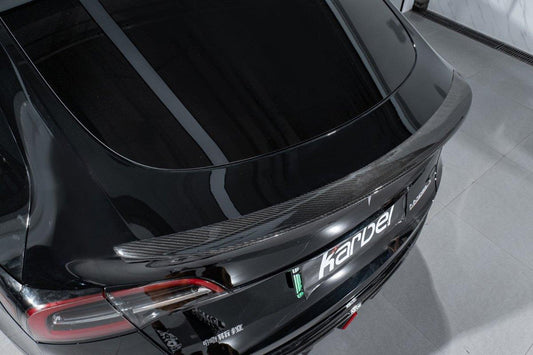 Tesla Model Y 2020-ON with Aftermarket Parts - Rear Spoiler Pre-preg Carbon Fiber from Karbel Carbon