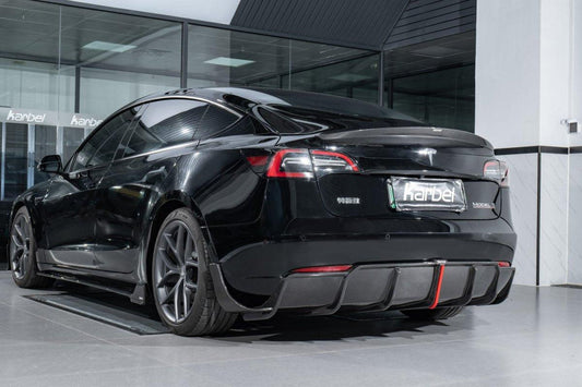 Tesla Model 3/P 2017-2023 with Aftermarket Parts - Side Skirts Pre-preg Carbon Fiber from Karbel Carbon