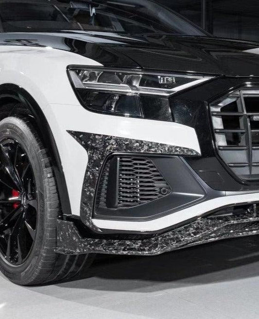 Audi SQ8 Q8 (with s-line bumper) Pre-facelift 2019 2020 2021 2022 2023 with Aftermarket Parts - Upper Valences Pre-preg Carbon Fiber from Karbel Carbon