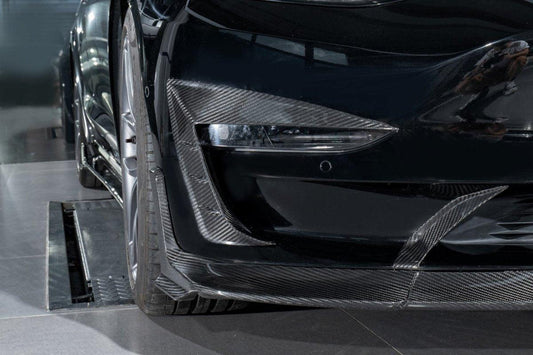 Tesla Model 3/P 2017 2018 2019 2020 2021 2022 2023 with Aftermarket Parts - Upper Valences Pre-preg Carbon Fiber from Karbel Carbon