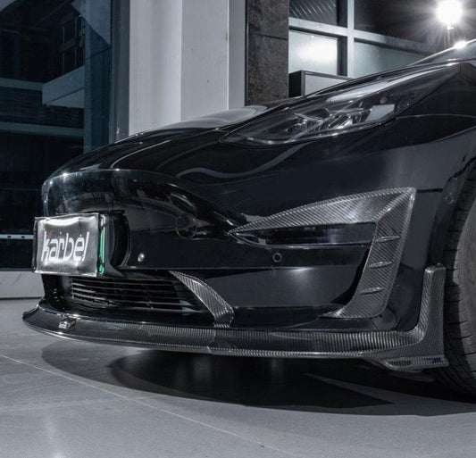 Tesla Model 3/P 2017 2018 2019 2020 2021 2022 2023 with Aftermarket Parts - Upper Valences Pre-preg Carbon Fiber from Karbel Carbon