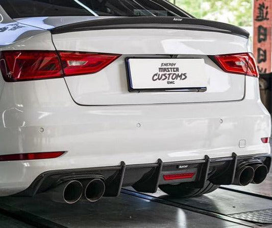 Audi S3 A3 (with S bumper) 8V 2014 2015 2016 With Aftermarket Parts - Rear Diffuser Pre-preg Carbon Fiber from Karbel Carbon