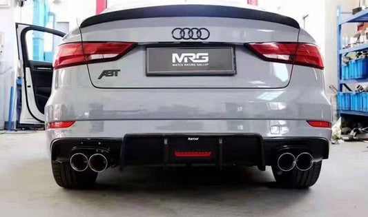 Audi S3 A3 S-line (with s-line bumper) 8V.5 2017 2018 2019 2020 With Aftermarket Parts - V2 With LED Light Style Rear Diffuser Pre-preg Carbon Fiber from Karbel Carbon