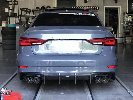 Audi S3 A3 S-line (with s-line bumper) 8V.5 2017 2018 2019 2020 With Aftermarket Parts - V1 Without LED Light Style Rear Diffuser Pre-preg Carbon Fiber from Karbel Carbon