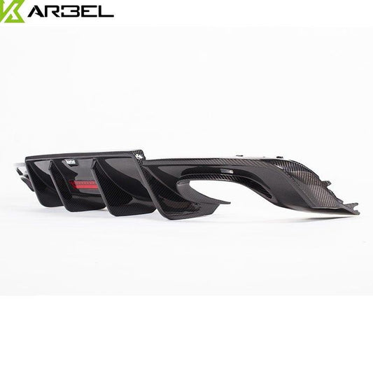 Audi S3 A3 S-line (with s-line bumper) 8V.5 2017 2018 2019 2020 With Aftermarket Parts - V2 With LED Light Style Rear Diffuser Pre-preg Carbon Fiber from Karbel Carbon