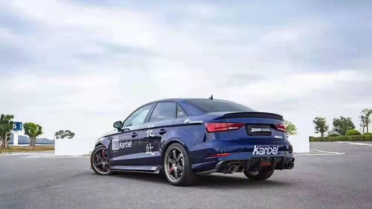Audi S3 A3 S-line (with s-line bumper) 8V.5 2017 2018 2019 2020 With Aftermarket Parts - V2 With LED Light Style Rear Diffuser Pre-preg Carbon Fiber from Karbel Carbon