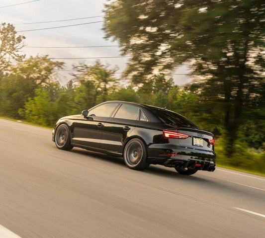 Audi S3 A3 S-line (with s-line bumper) 8V.5 2017 2018 2019 2020 With Aftermarket Parts - V2 With LED Light Style Rear Diffuser Pre-preg Carbon Fiber from Karbel Carbon