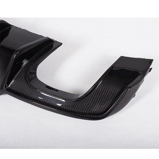 Audi S3 A3 S-line (with s-line bumper) 8V.5 2017 2018 2019 2020 With Aftermarket Parts - V1 Without LED Light Style Rear Diffuser Pre-preg Carbon Fiber from Karbel Carbon