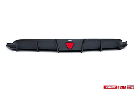 Tesla Model 3 Performance Long Range Standard Base 2017-2023 with Aftermarket Parts - V3 Style Rear Diffuser Carbon Fiber / FRP from CMST Tuning
