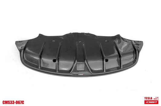 Tesla Model 3 Performance Long Range Standard Base 2017-2023 with Aftermarket Parts - V4 With Tow Hook Access Style Rear Diffuser Carbon Fiber / FRP from CMST Tuning