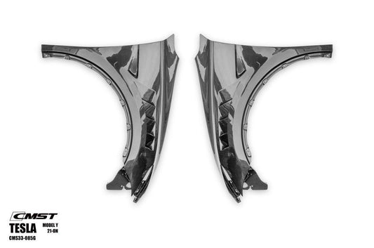 Tesla Model Y Performance AWD Long Range RWD Standard 2020-ON with Aftermarket Parts - Front Fenders Pre-preg Carbon Fiber / FRP from CMST Tuning