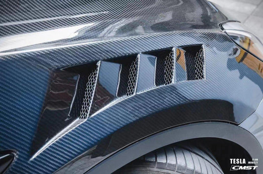 Tesla Model Y Performance AWD Long Range RWD Standard 2020-ON with Aftermarket Parts - Front Fenders Pre-preg Carbon Fiber / FRP from CMST Tuning