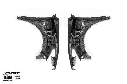 Tesla Model Y Performance AWD Long Range RWD Standard 2020-ON with Aftermarket Parts - Front Fenders Pre-preg Carbon Fiber / FRP from CMST Tuning