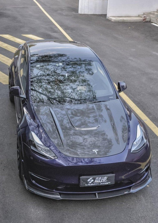Tesla Model Y Performance AWD Long Range RWD Standard 2020-ON with Aftermarket Parts - V1 Style Hood Bonnet Carbon Fiber / FRP from CMST Tuning