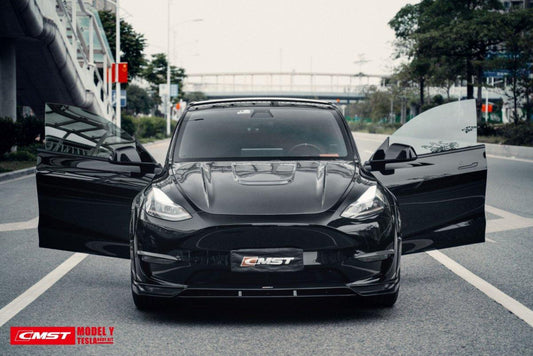 Tesla Model Y Performance AWD Long Range RWD Standard 2020-ON with Aftermarket Parts - V1 Style Hood Bonnet Carbon Fiber / FRP from CMST Tuning