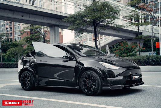 Tesla Model Y Performance AWD Long Range RWD Standard 2020-ON with Aftermarket Parts - V1 Style Hood Bonnet Carbon Fiber / FRP from CMST Tuning