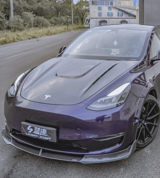 Tesla Model Y Performance AWD Long Range RWD Standard 2020-ON with Aftermarket Parts - V1 Style Hood Bonnet Carbon Fiber / FRP from CMST Tuning