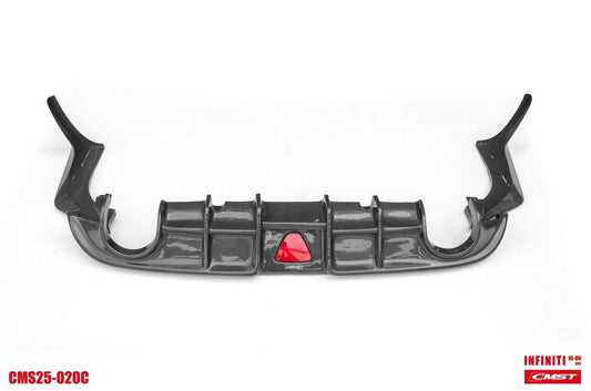 Infiniti Q60 Red Sport 400 Premium Luxe Sport Pure 2017-2022 with Aftermarket Parts - Rear Diffuser & Canards Carbon Fiber from CMST Tuning
