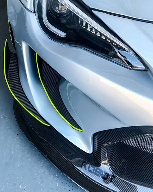 Toyota GT86 86 TRD GT SE Base ZN6 2017 2018 2019 2020 & Scion FR-S FRS ZN6 2013 2014 2015 2016 & BRZ TS Limited Premium ZN6 2013 2014 2015 2016 2017 2018 2019 2020 (compatible with ROBOT widebody kit) with Aftermarket Parts - Front Corner Canards (Pair) & Front Inner Vents Canards (Pair) Carbon Fiber / FRP from Robot Craftsman