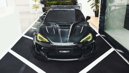 Toyota GT86 86 TRD GT SE Base ZN6 2017 2018 2019 2020 & Scion FR-S FRS ZN6 2013 2014 2015 2016 & BRZ TS Limited Premium ZN6 2013 2014 2015 2016 2017 2018 2019 2020 (compatible with ROBOT widebody kit) with Aftermarket Parts - Replacement Front Lip Only & Front Bumper & Lip Carbon Fiber / FRP from Robot Craftsman