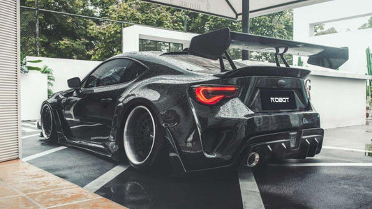 Toyota GT86 86 TRD GT SE Base ZN6 2017 2018 2019 2020 & Scion FR-S FRS ZN6 2013 2014 2015 2016 & BRZ TS Limited Premium ZN6 2013 2014 2015 2016 2017 2018 2019 2020 with Aftermarket Parts - Swan Neck Hammer GT Wing Carbon Fiber / FRP from Robot Craftsman
