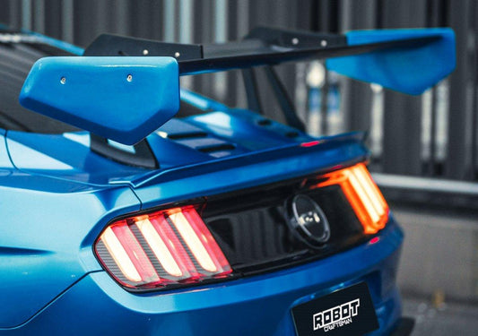 Ford Mustang Ecoboost V6 GT March1 Bullitt S550.1 S550.2 2015 2016 2017 2018 2019 2020 2021 2022 2023 with Aftermarket Parts - "CAVALIER" Ducktail Spoiler & Rear Trunk Lid Cover Carbon Fiber / FRP from Robot Craftsman