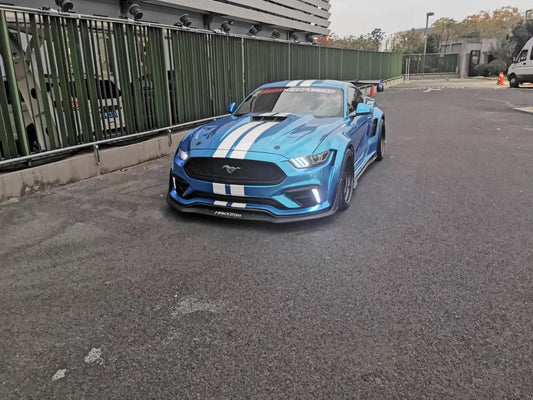 Ford Mustang Ecoboost V6 GT S550.1 2015 2016 2017 with Aftermarket Parts - "CAVALIER" Hood & Replacement Hood Carbon Fiber / FRP from Robot Craftsman